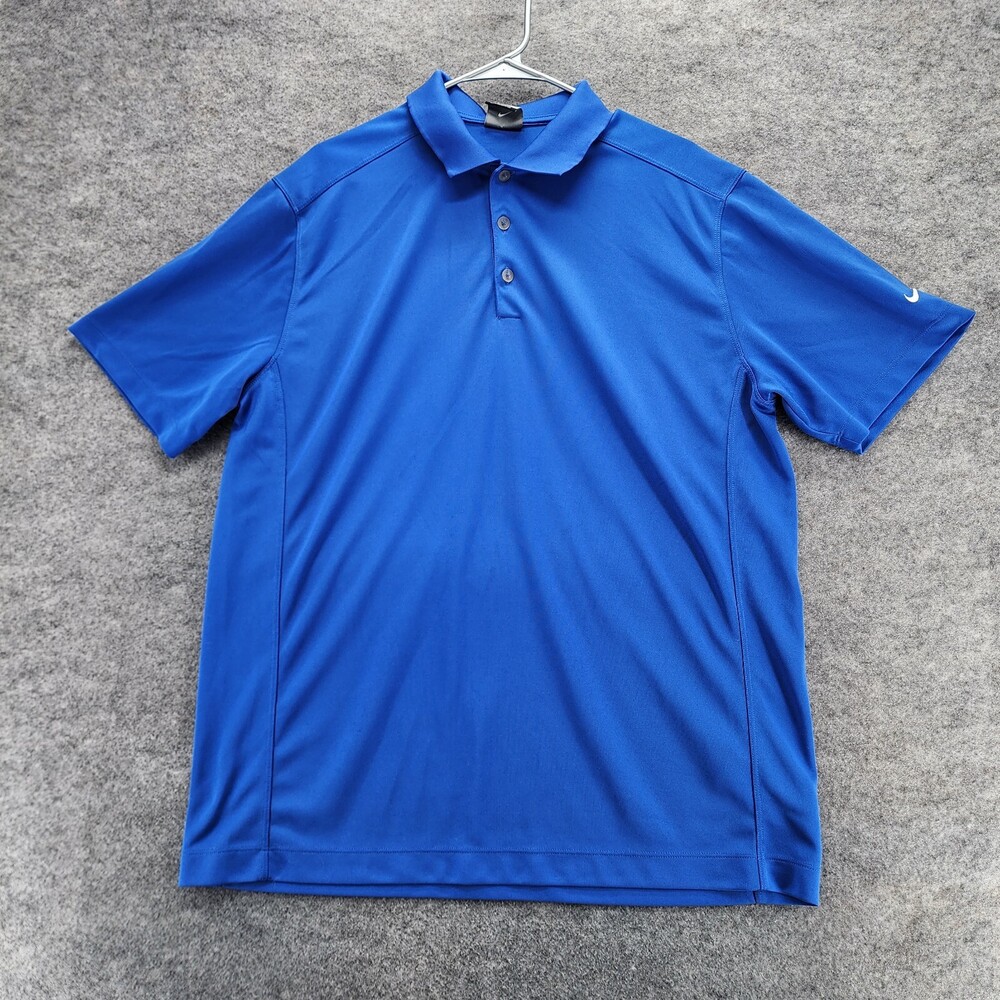 Nike Polo Shirt Mens Extra Large Dri Fit Short Sleeve Blue Golf